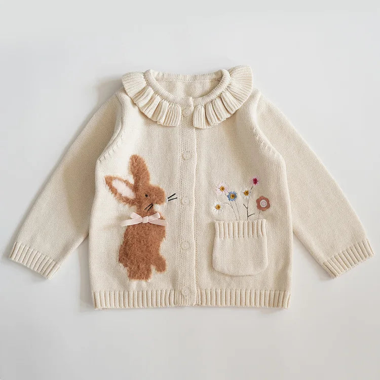 Cartoon Embroidery Knit — Cotton Cardigan