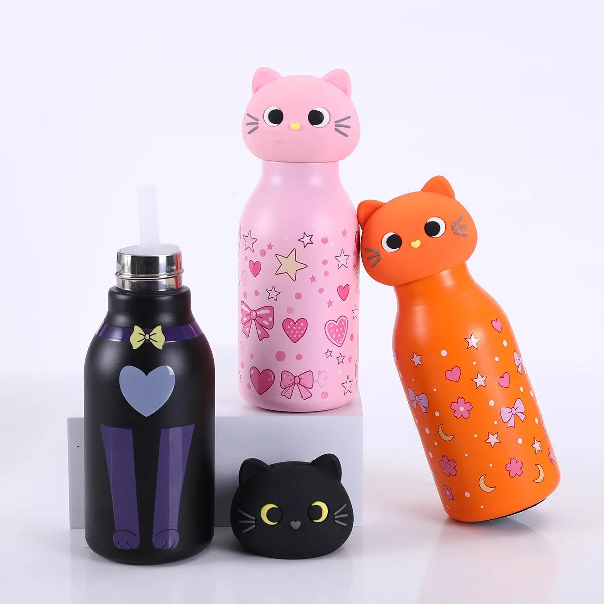 Cat Thermos Bottle — Detachable Straw Design