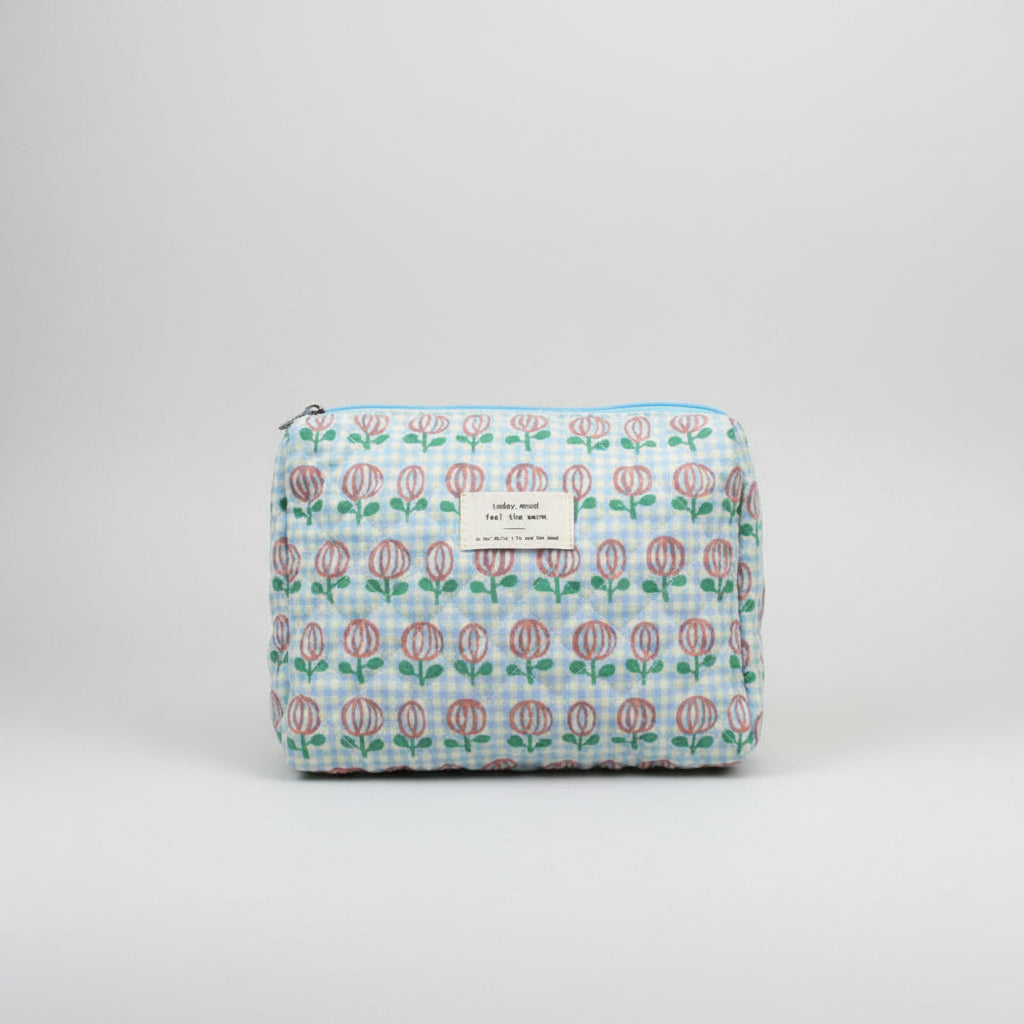 Quilted Cotton Toiletry Bag - Travel Organizer