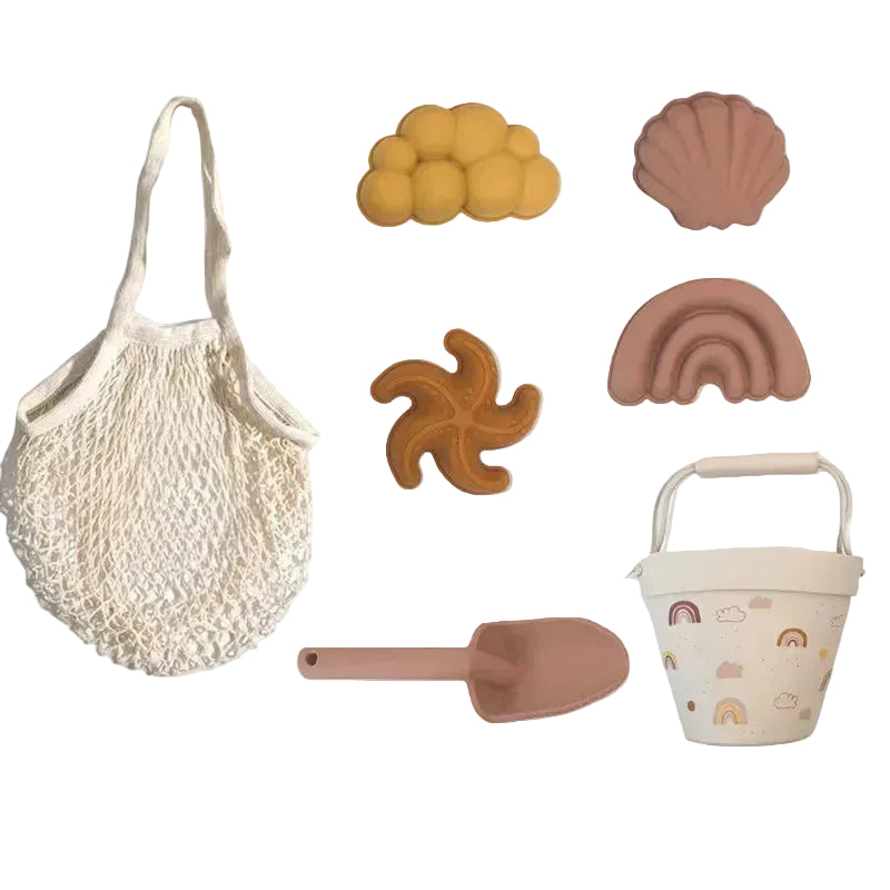 Silicone Beach Toy Set - Bucket, Shovel & Moulds