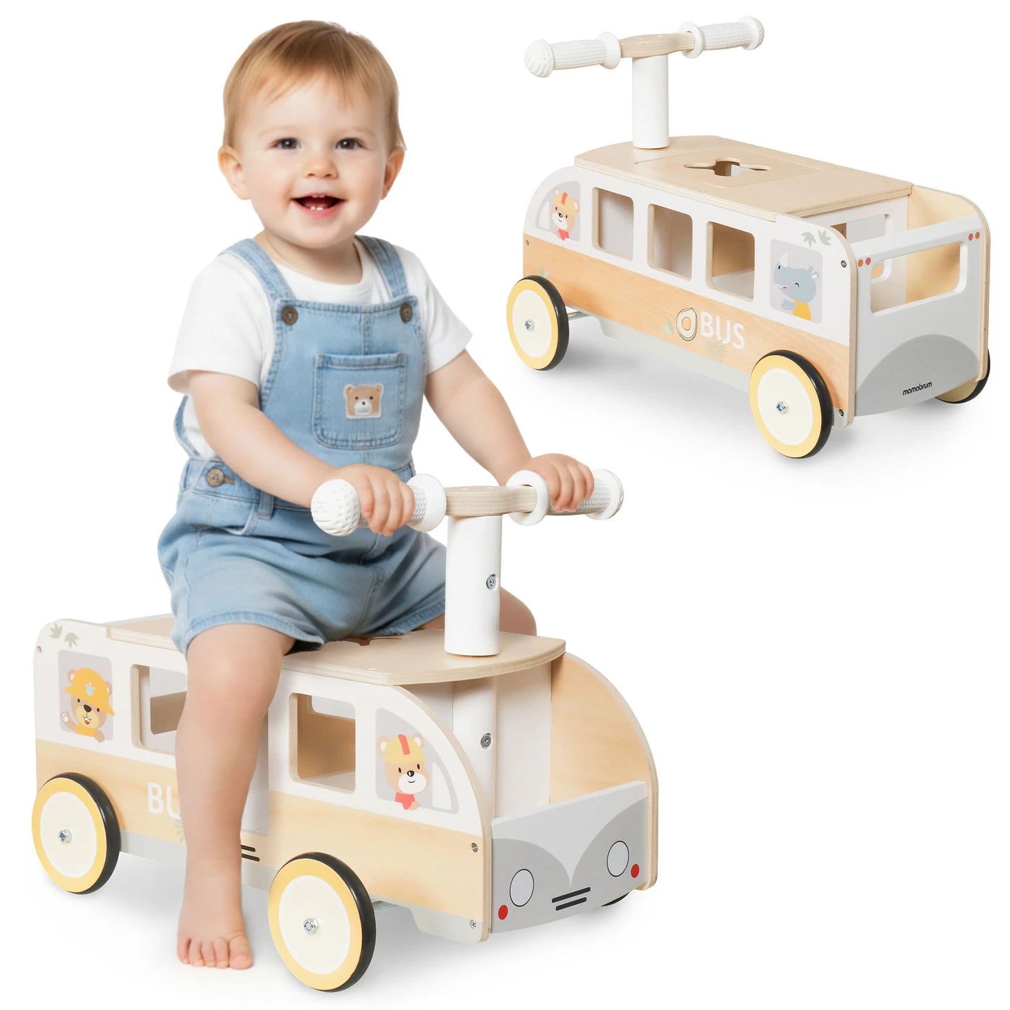 Montessori Bus Rider — Wooden Ride-On Toy
