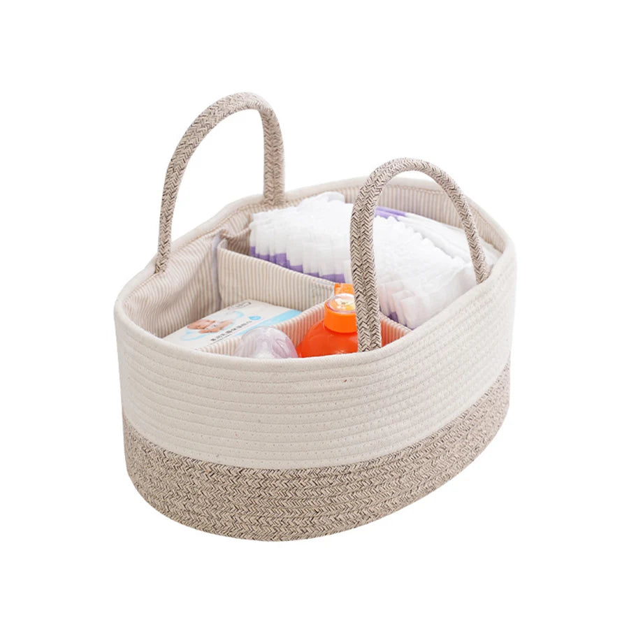 Cotton Rope Diaper Caddy — Portable Baby Storage Organizer