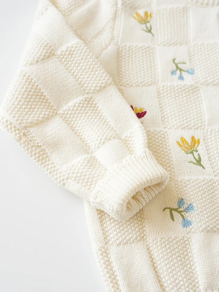 Cartoon Embroidery Knit — Cotton Cardigan