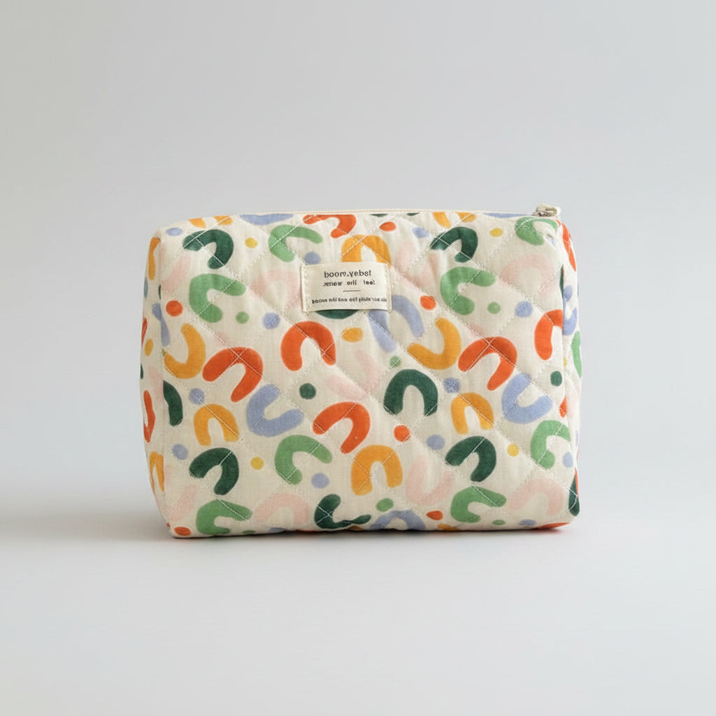 Quilted Cotton Toiletry Bag - Travel Organizer