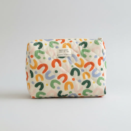 Quilted Cotton Toiletry Bag - Travel Organizer
