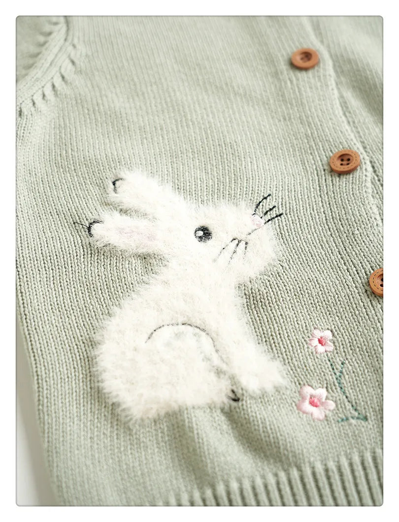 Cartoon Embroidery Knit — Cotton Cardigan