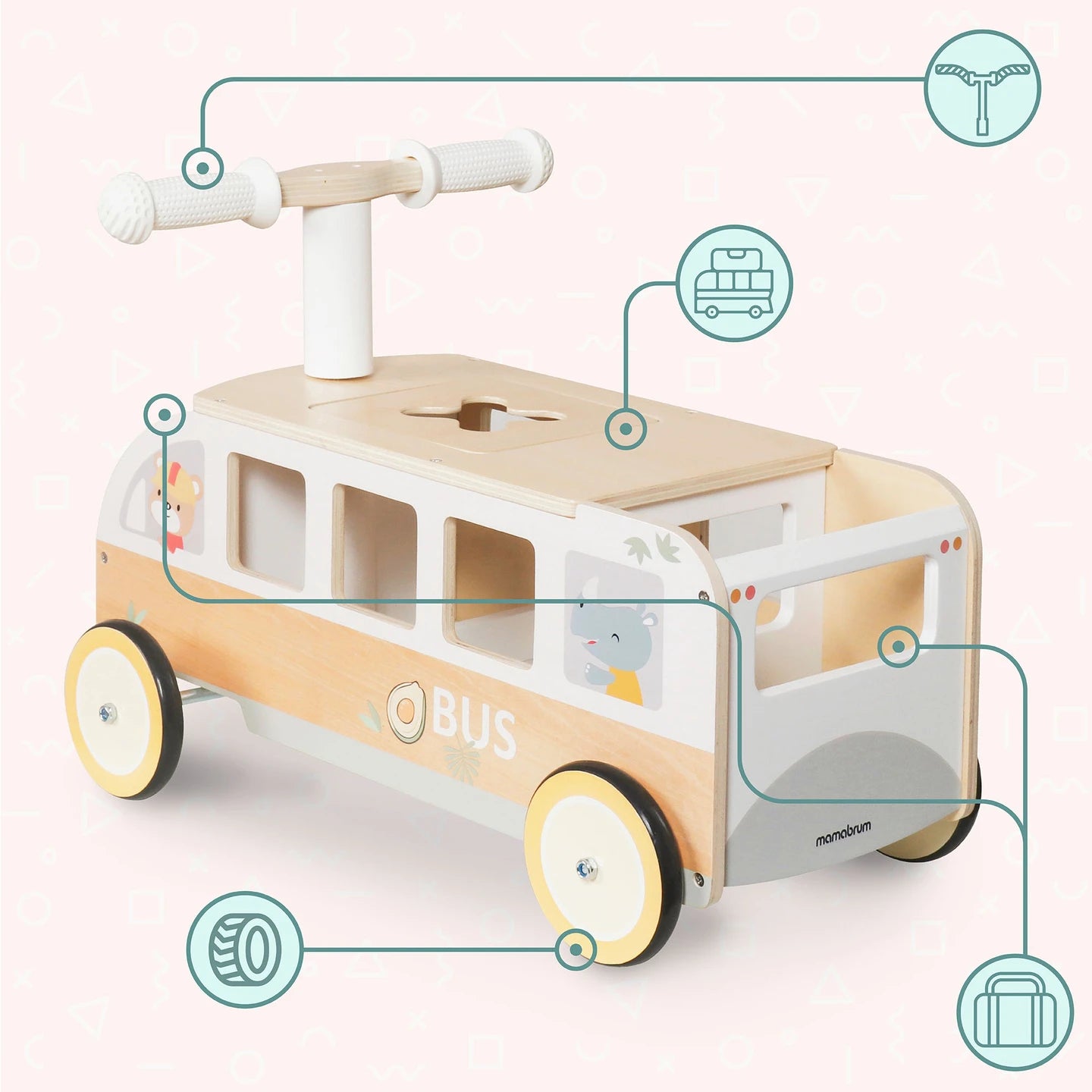 Montessori Bus Rider — Wooden Ride-On Toy