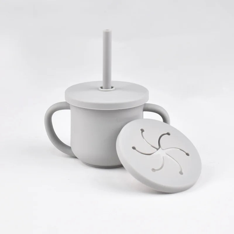 2-in-1 Silicone Straw Cup - Snack & Drink