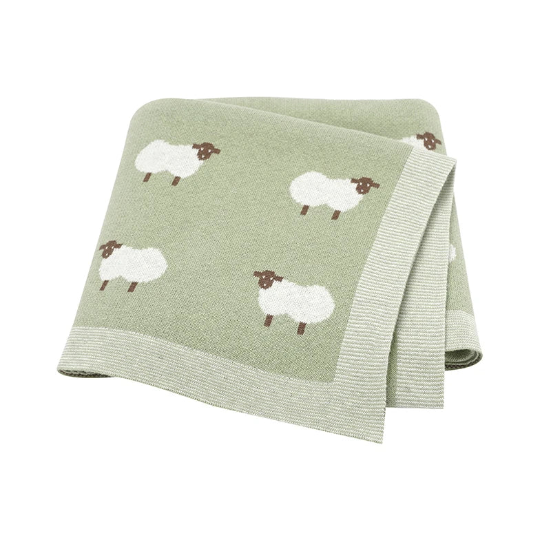 Cotton Knit Baby Blanket — Cartoon Swaddle Wrap
