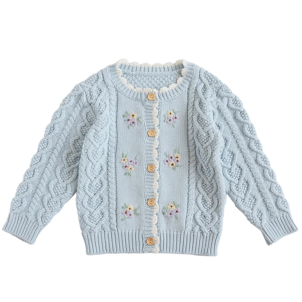 Cartoon Embroidery Knit — Cotton Cardigan