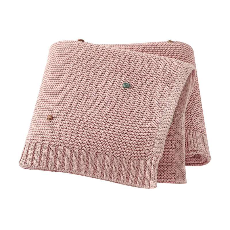 Dotted Cotton Knit Baby Blanket — Soft Swaddle Wrap