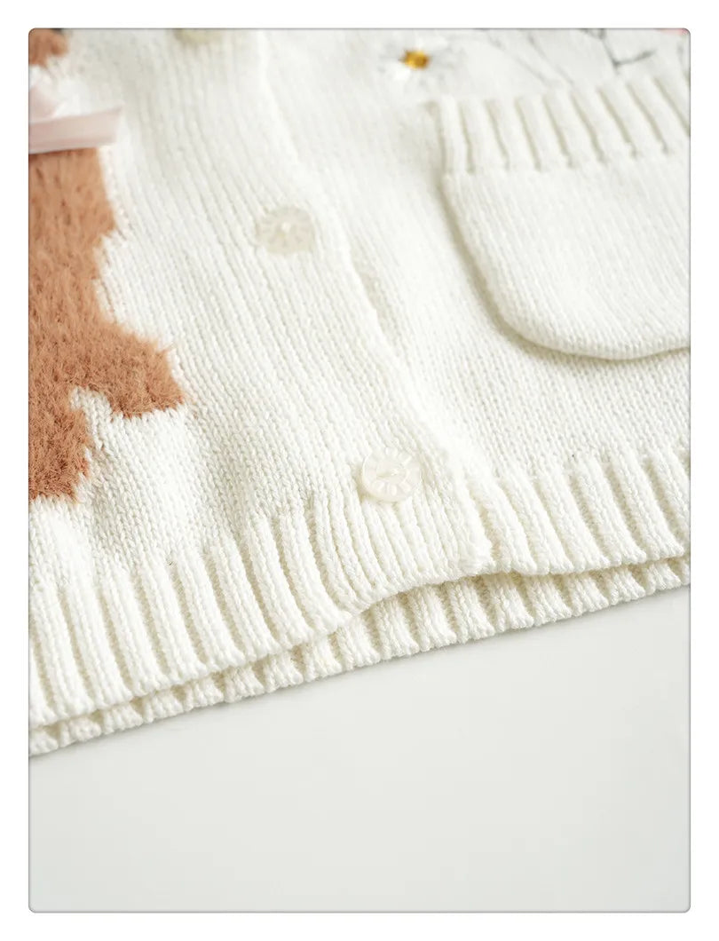Cartoon Embroidery Knit — Cotton Cardigan
