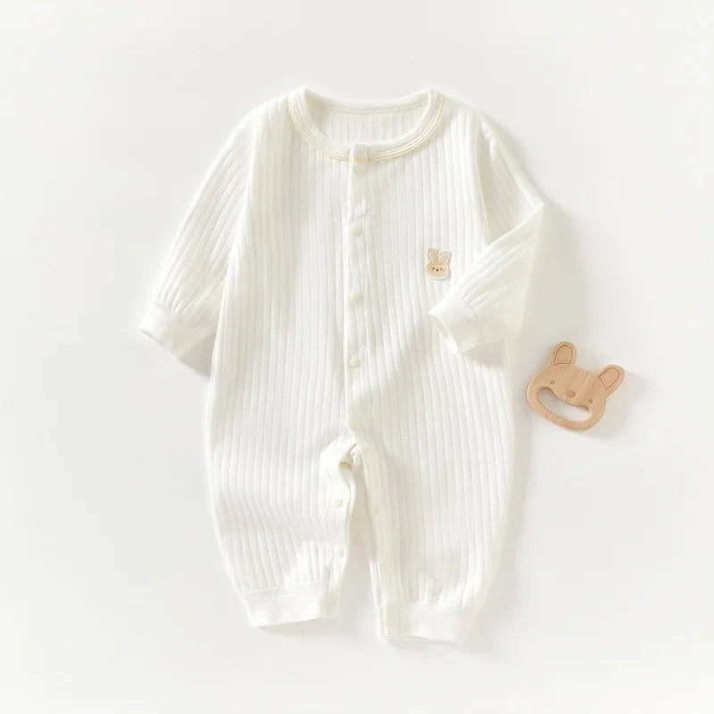 Cotton Knit Baby Romper — Long Sleeve Jumpsuit
