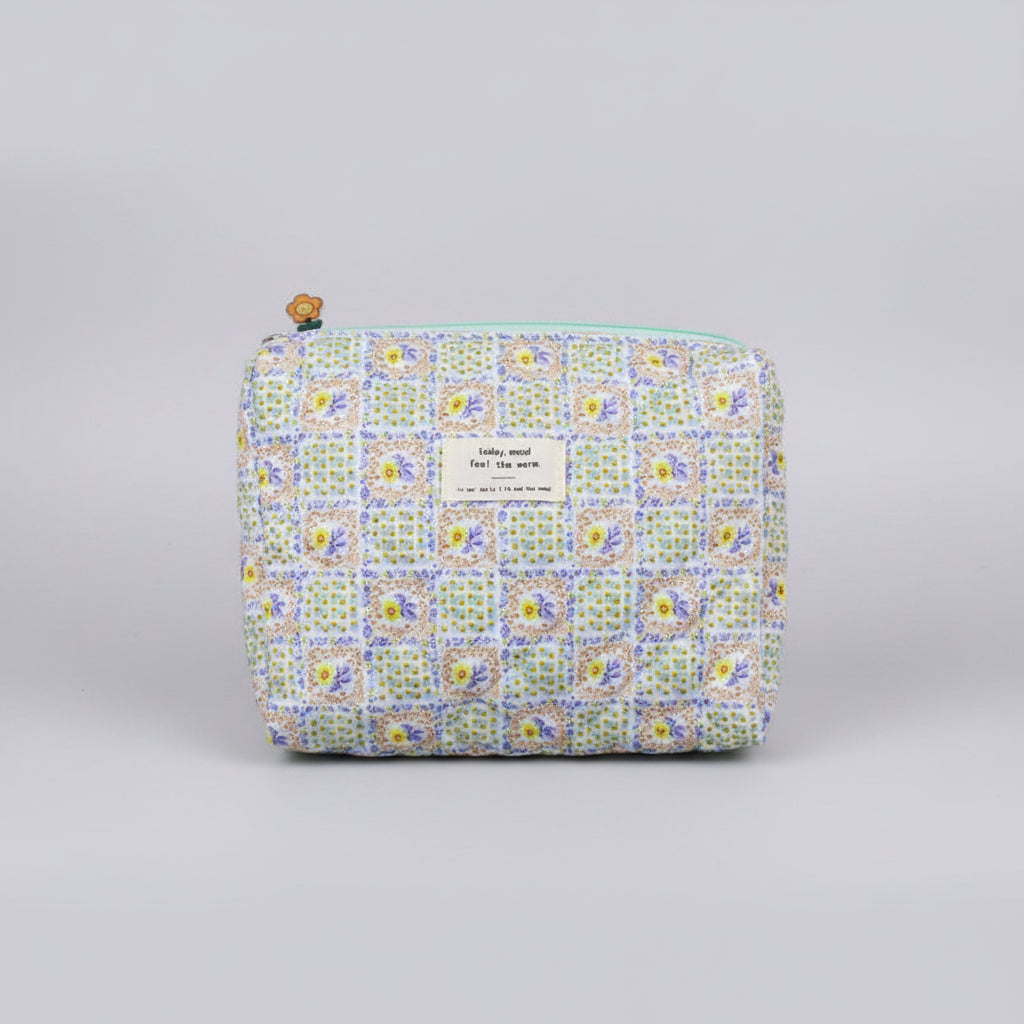 Quilted Cotton Toiletry Bag - Travel Organizer