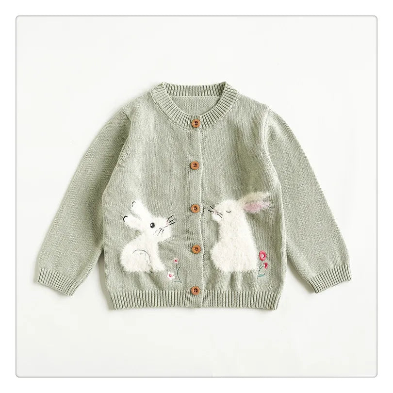 Cartoon Embroidery Knit — Cotton Cardigan