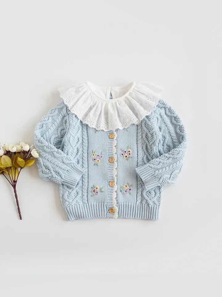 Cartoon Embroidery Knit — Cotton Cardigan