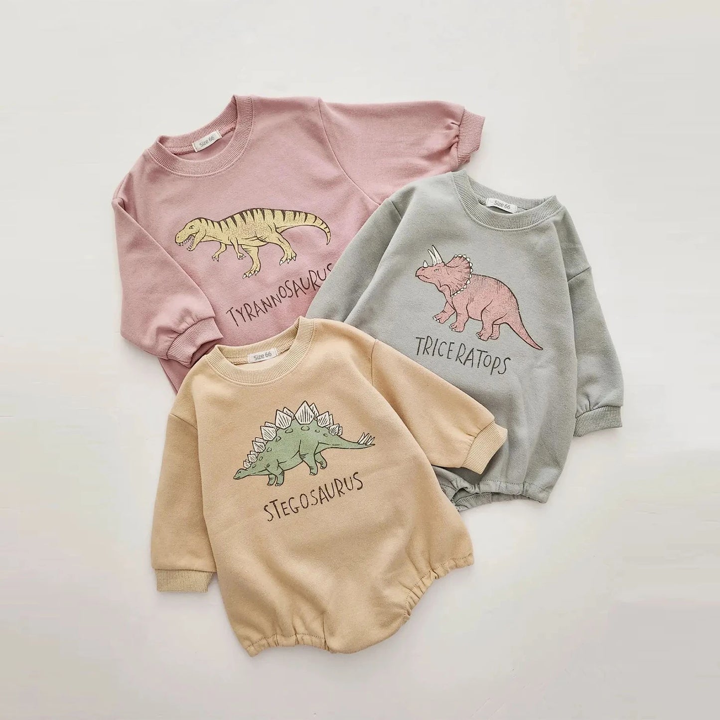 Baby Dinosaur Romper — Cotton Sweatshirt Bodysuit