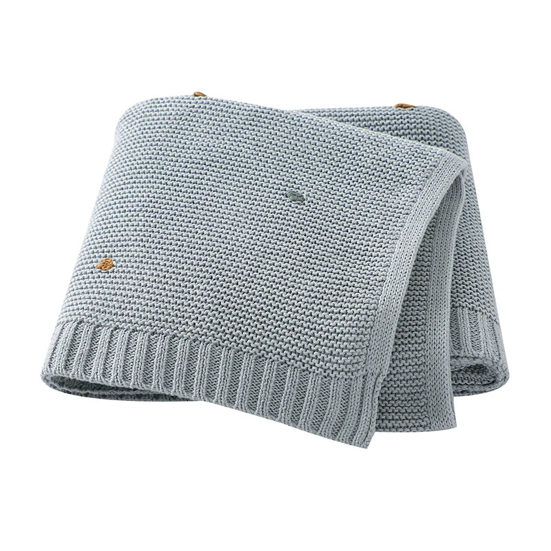 Dotted Cotton Knit Baby Blanket — Soft Swaddle Wrap