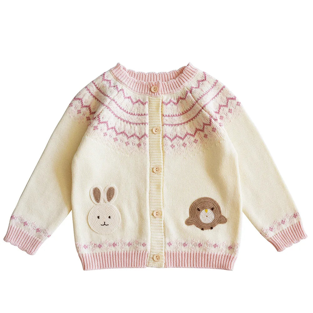 Cartoon Embroidery Knit — Cotton Cardigan