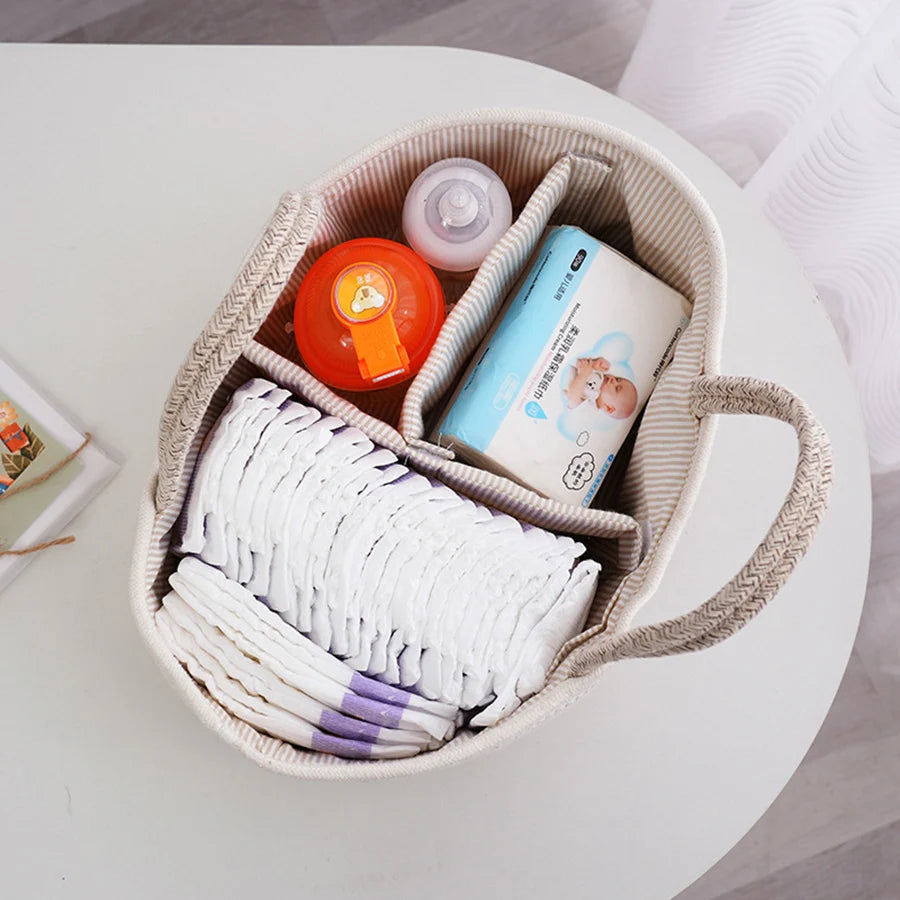 Cotton Rope Diaper Caddy — Portable Baby Storage Organizer
