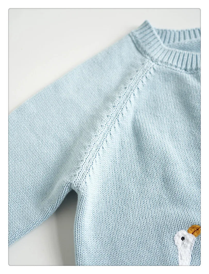 Cartoon Embroidery Knit — Cotton Cardigan