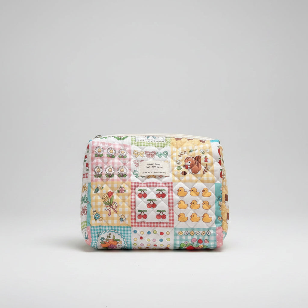 Quilted Cotton Toiletry Bag - Travel Organizer