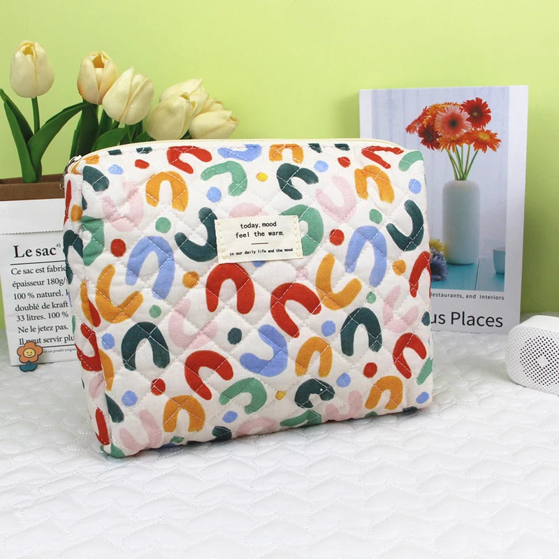 Quilted Cotton Toiletry Bag - Travel Organizer