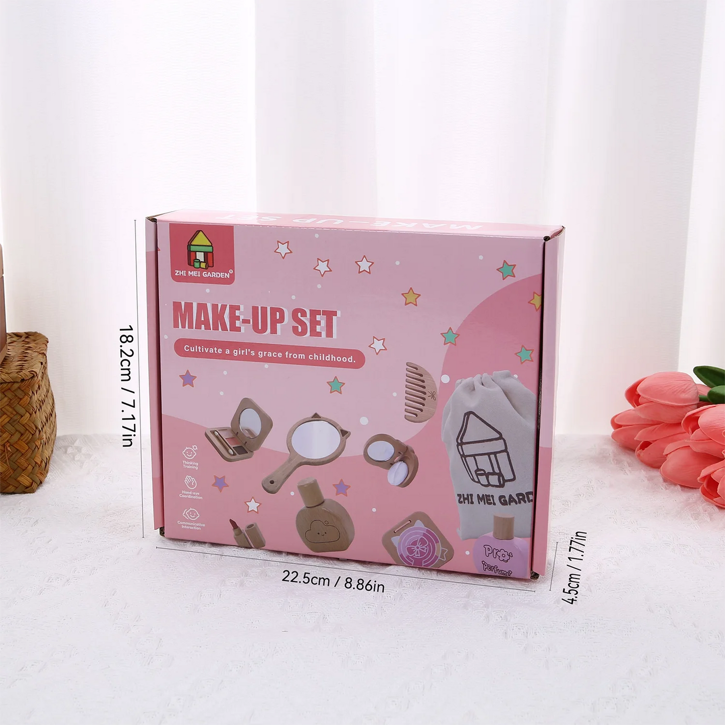 Montessori Makeup Toy Set — Wooden Role Play Gift