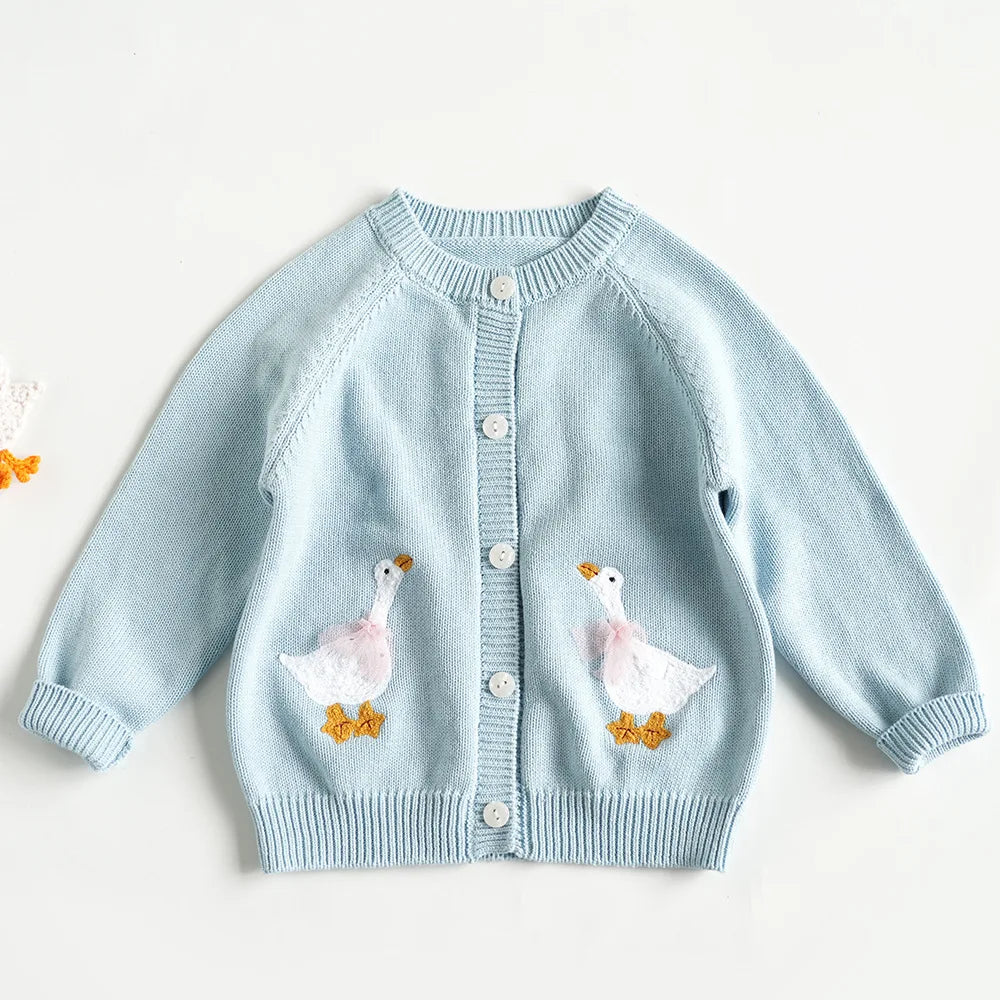 Cartoon Embroidery Knit — Cotton Cardigan