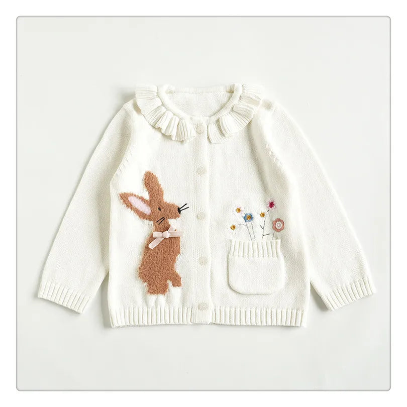 Cartoon Embroidery Knit — Cotton Cardigan