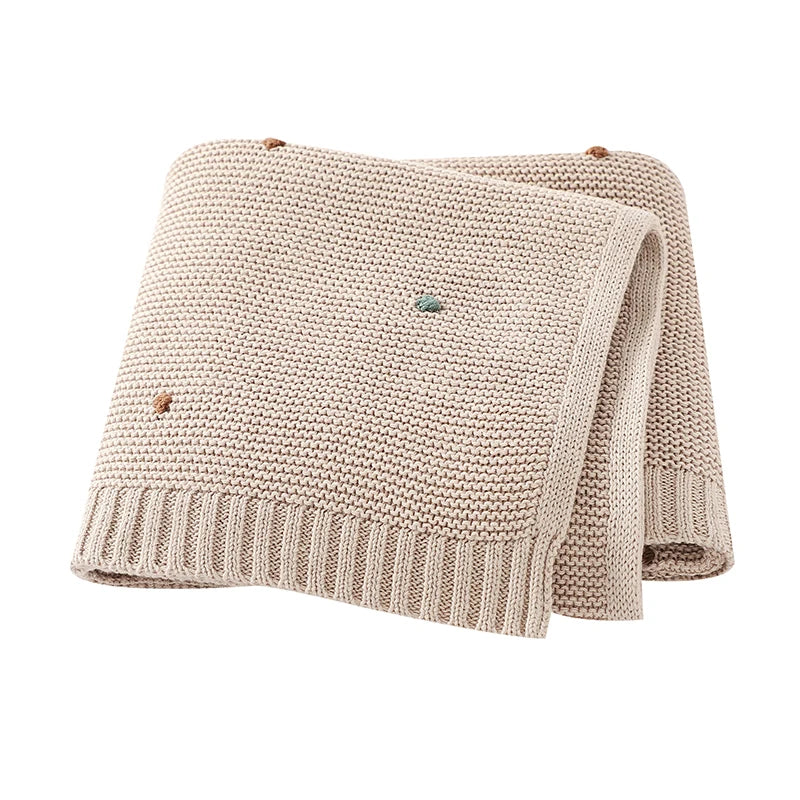 Dotted Cotton Knit Baby Blanket — Soft Swaddle Wrap