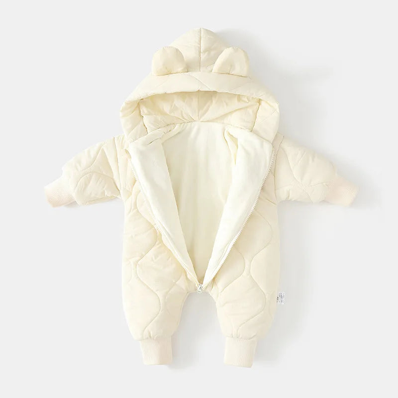 Winter Bear Romper – Quilted Hooded Jumpsuit