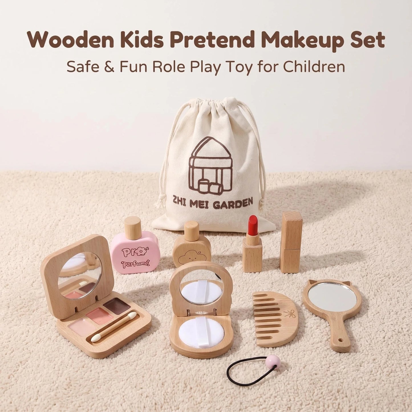 Montessori Makeup Toy Set — Wooden Role Play Gift