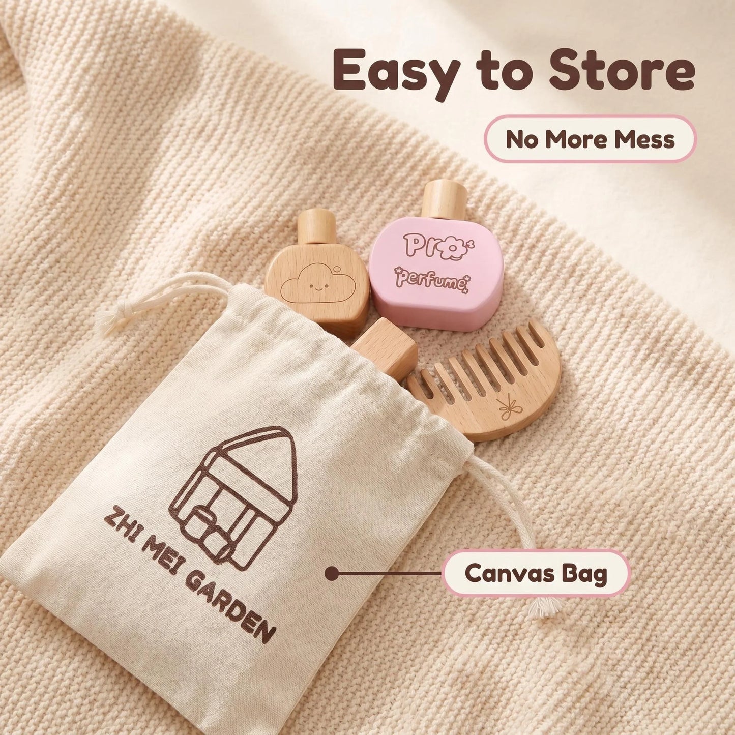 Montessori Makeup Toy Set — Wooden Role Play Gift