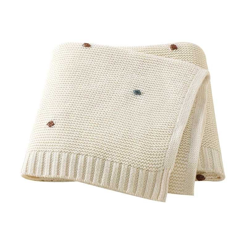 Dotted Cotton Knit Baby Blanket — Soft Swaddle Wrap