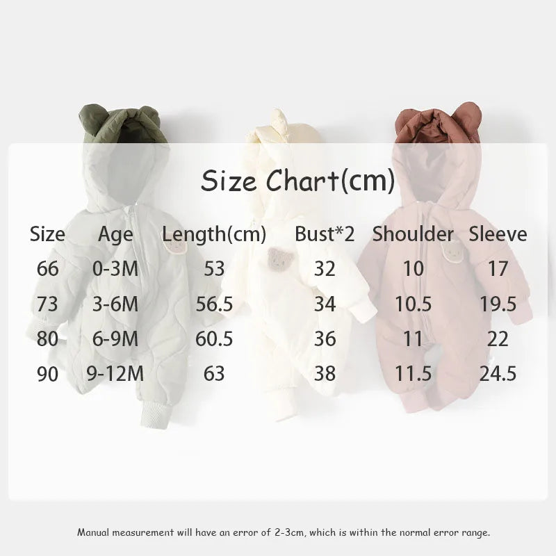 Winter Bear Romper – Quilted Hooded Jumpsuit