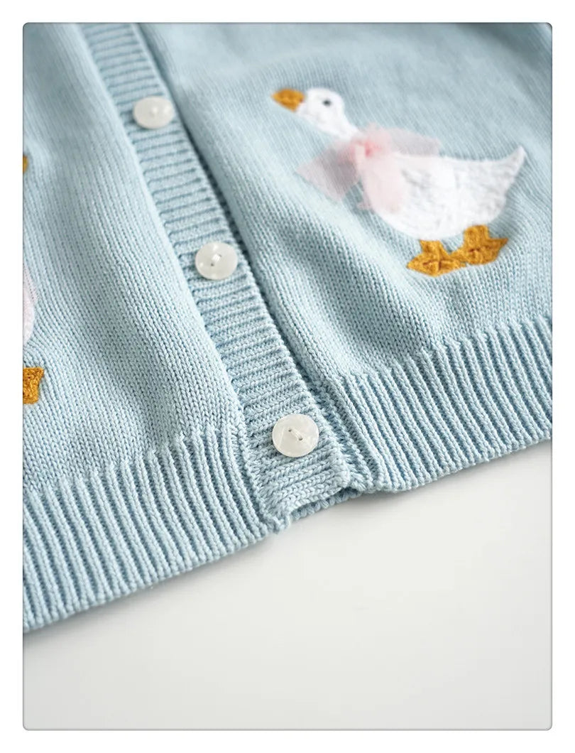 Cartoon Embroidery Knit — Cotton Cardigan