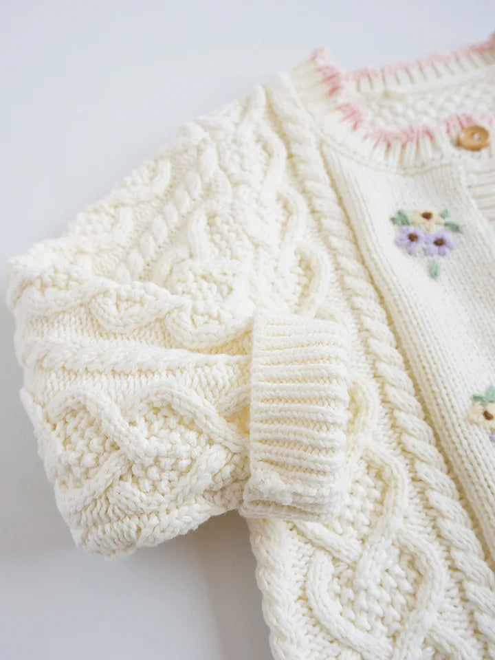 Cartoon Embroidery Knit — Cotton Cardigan