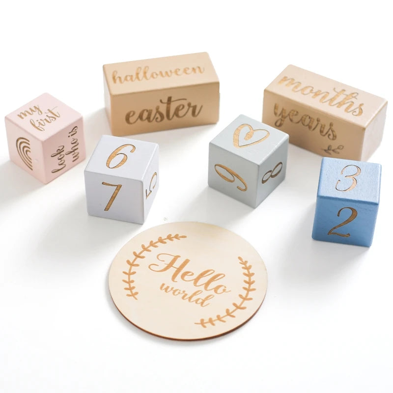 Wooden Baby Milestone Blocks - Memory Set
