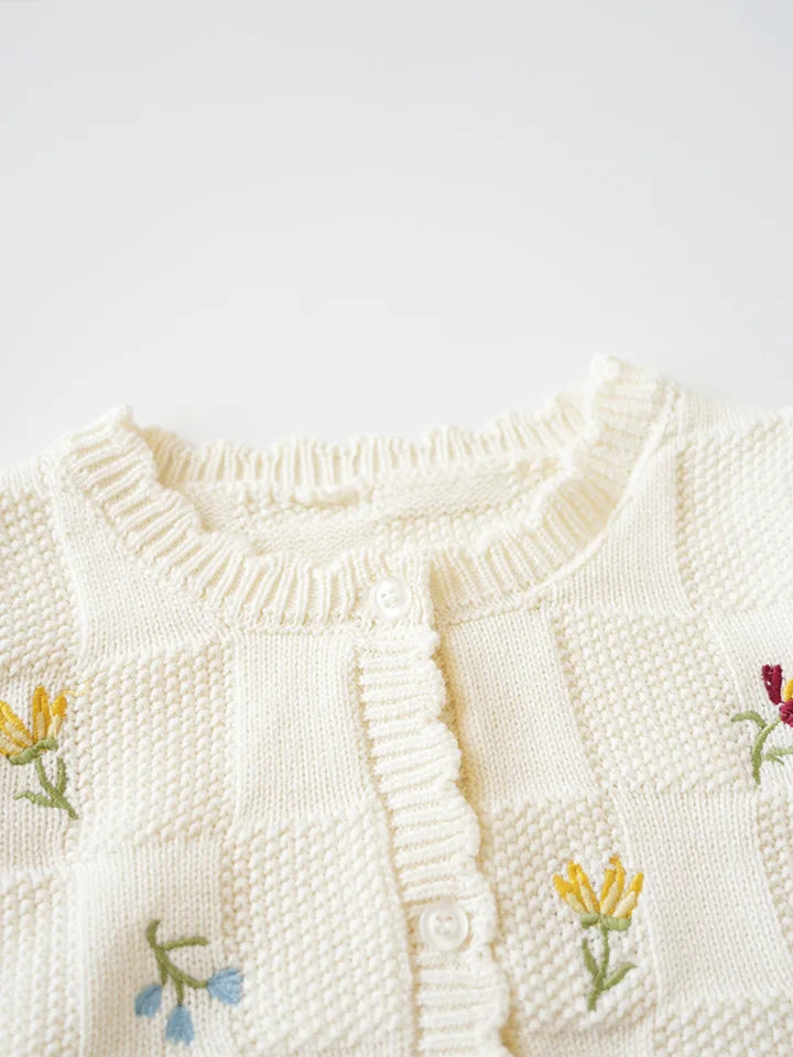 Cartoon Embroidery Knit — Cotton Cardigan