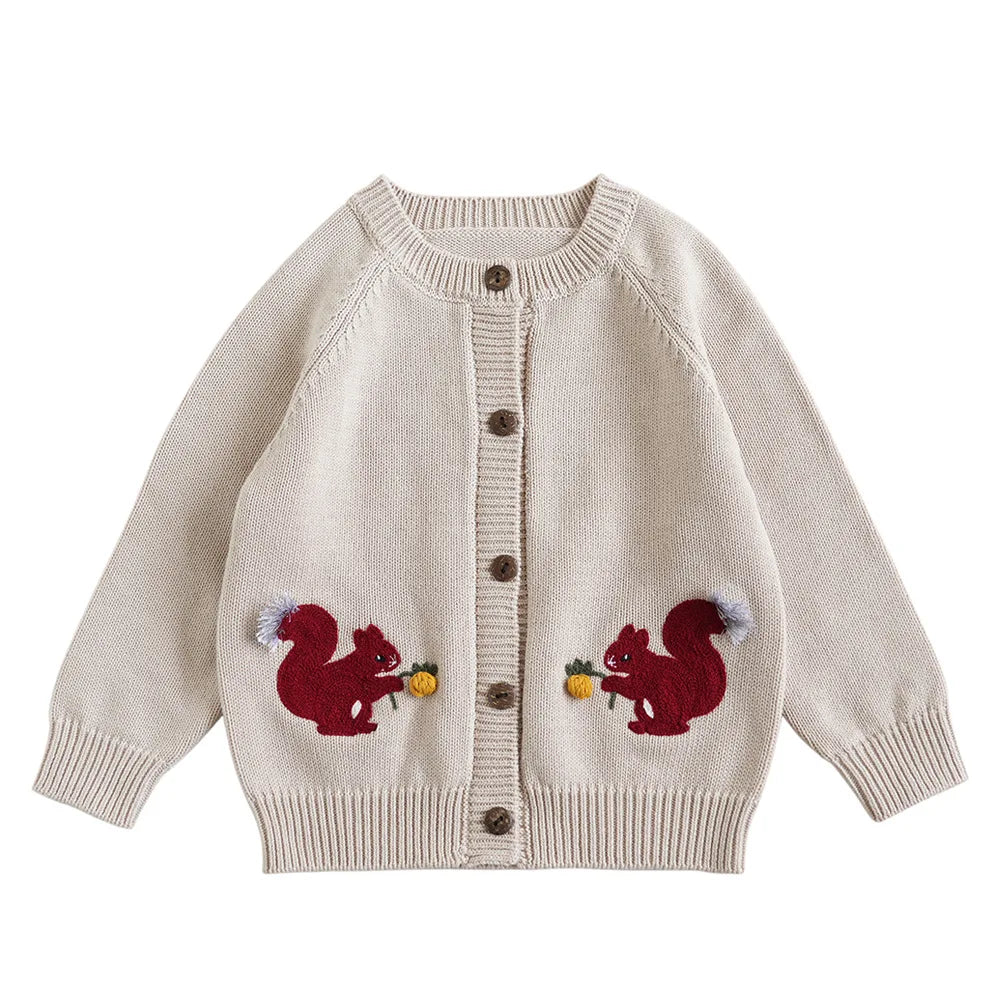 Cartoon Embroidery Knit — Cotton Cardigan