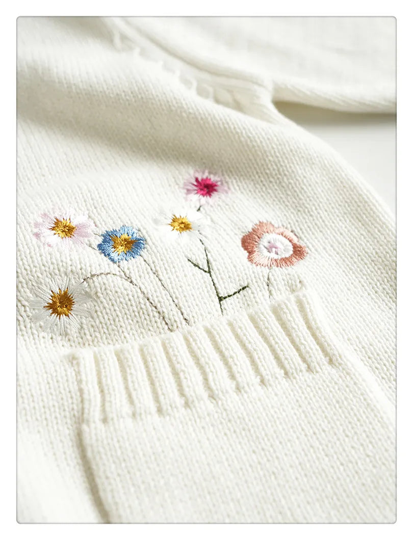 Cartoon Embroidery Knit — Cotton Cardigan