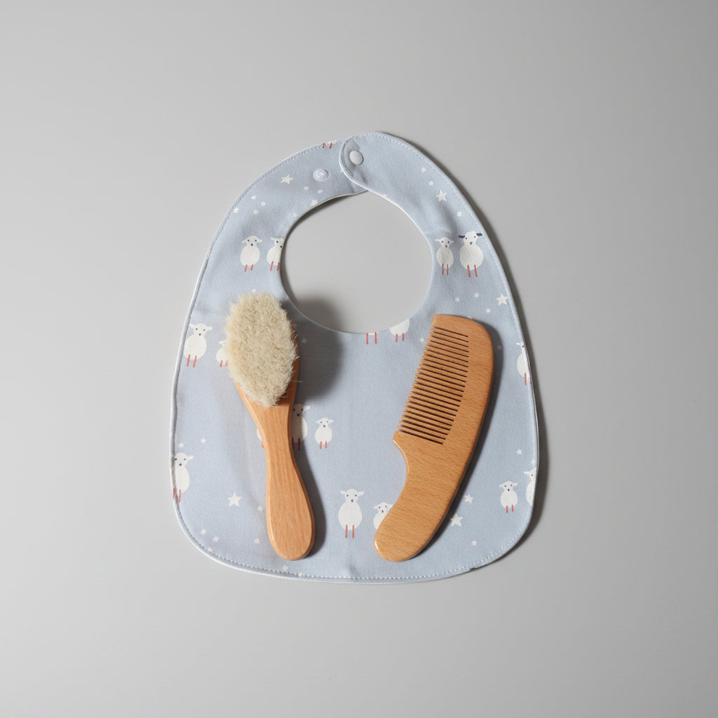Baby Hair Brush & Comb Set — Natural Wool & Beech Wood