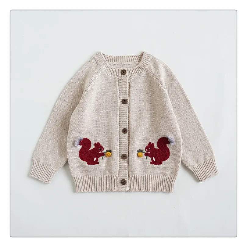 Cartoon Embroidery Knit — Cotton Cardigan