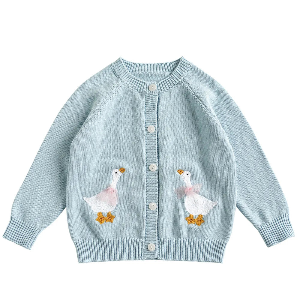 Cartoon Embroidery Knit — Cotton Cardigan