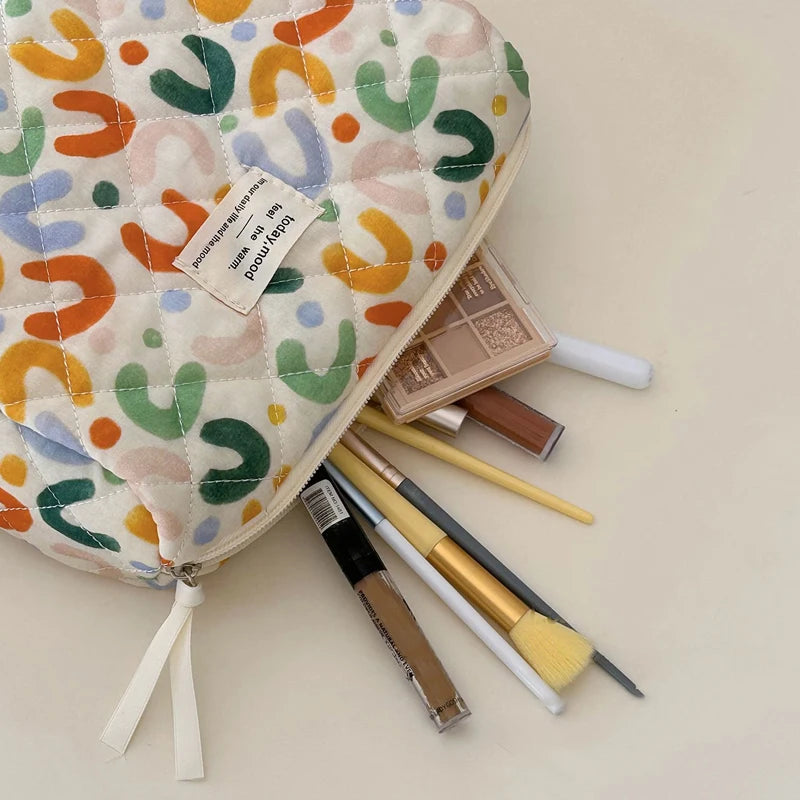Quilted Cotton Toiletry Bag - Travel Organizer
