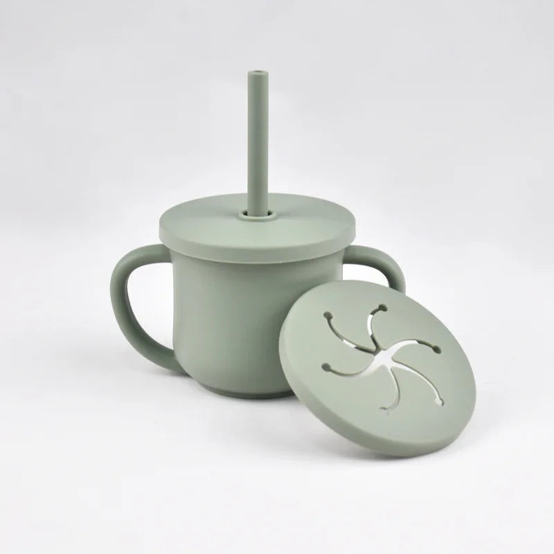 2-in-1 Silicone Straw Cup - Snack & Drink
