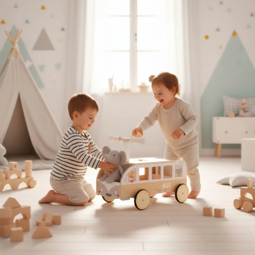 Montessori Bus Rider — Wooden Ride-On Toy