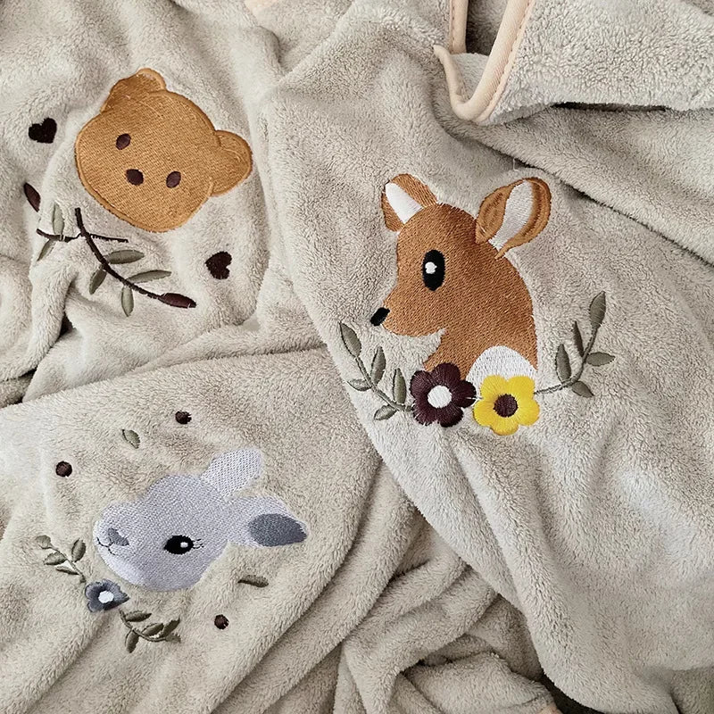 Baby Hooded Bath Towel — Coral Fleece Cartoon Robe