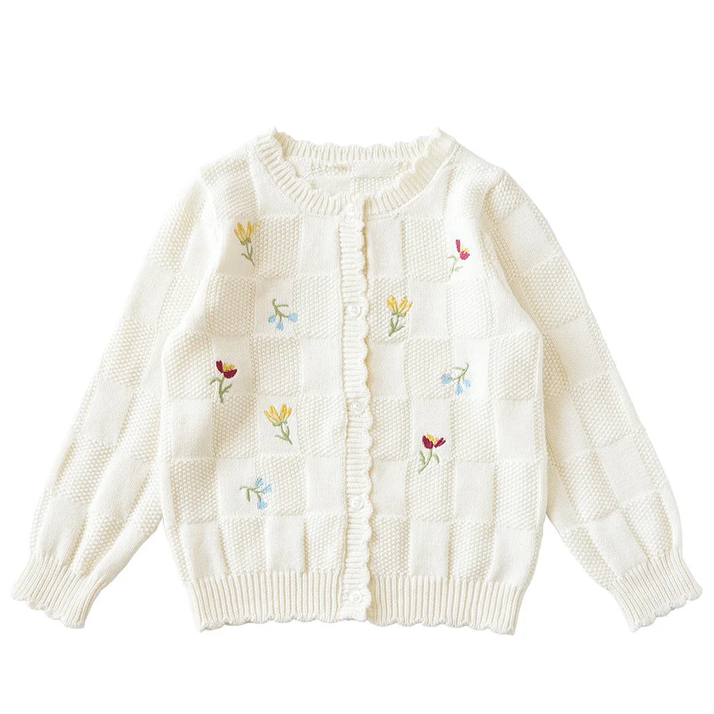 Cartoon Embroidery Knit — Cotton Cardigan